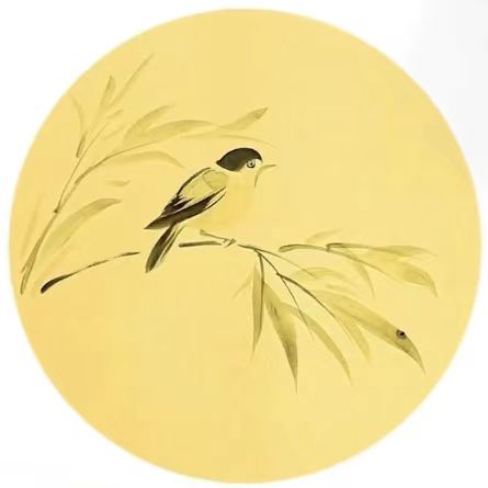 Chinese realistic painting-detailed drawing.   Painted on hard paper jam  Birds on the Bamboo