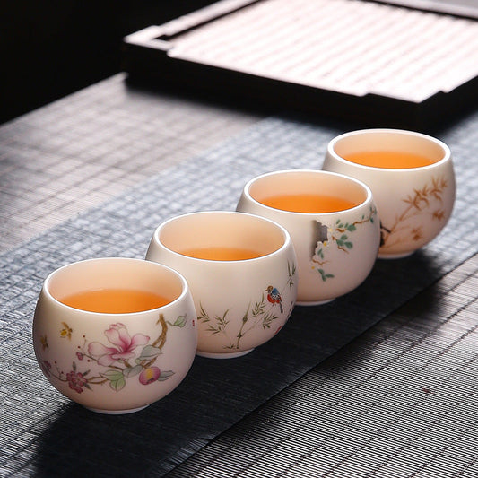 White Jade Plain Burning Ceramic Household Zen Cup Master Cup Guest Cup Kung Fu Tea Cup Tea Cup Men's and Women's Single Cup Single