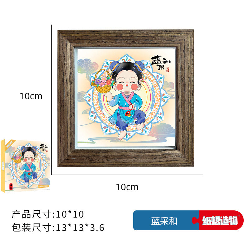 4Inch National Style Patron Saint3d Three-Dimensional DIY Puzzle Stereograph Home Photo Frame Decoration Travel Cultural and Creative Gifts Chinese New Year