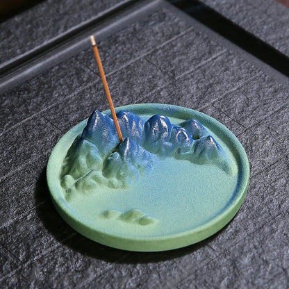 Rock Mountain Ceramic Thousand-Li Landscape Line Incense Burner Tower Backflow Incense Burner Household Indoor Incense Burner Zen Incense Holder Ornaments