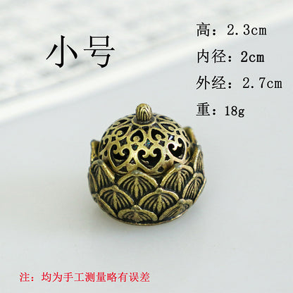 Rongsheng Incense Burner Mini Hollow Lotus Boshan Furnace Lucky Lion Indoor Incense Burner Antique Incense Holder Vintage Stove