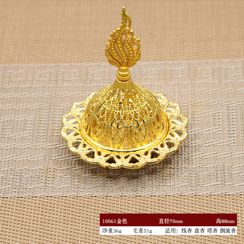 Arab Incense Burner Middle East Style Mini-Portable Gold Tower Incense Burner Incense Utensils Small Size Metal Incense Burner