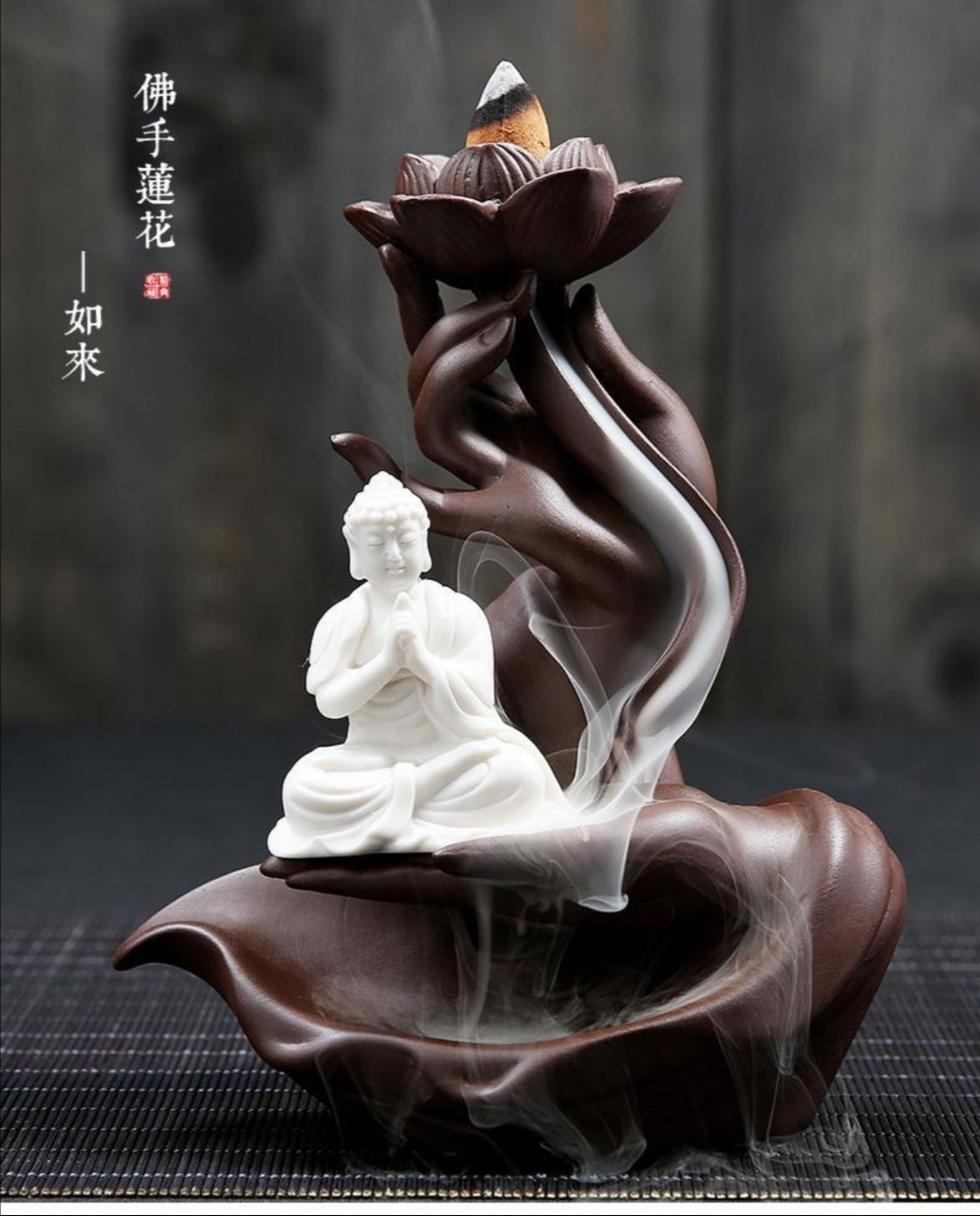 Ceramic Flowback Incense Burner Zen Buddha Hand Creative Home Agarwood Incense Burner Incense Holder Backflow Incense Purple Clay Ornaments Wholesale