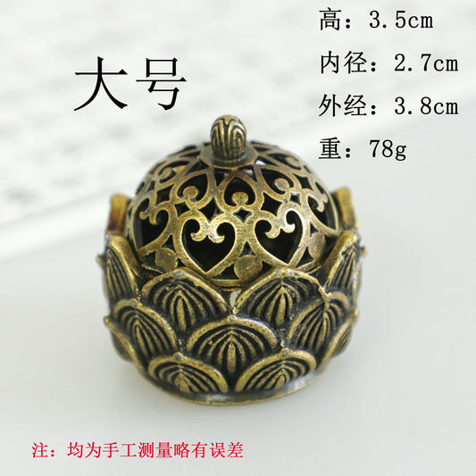 Rongsheng Incense Burner Mini Hollow Lotus Boshan Furnace Lucky Lion Indoor Incense Burner Antique Incense Holder Vintage Stove