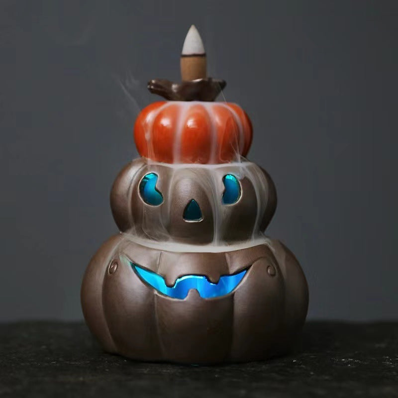 Backflow Incense Burner Backflow Halloween Skull Pumpkin Creative Crafts Decoration Incense Burner Sandalwood