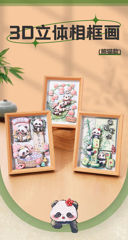New Chinese National Treasure Panda3D Three-Dimensional diy Paper-Cut Painting Tourist Attractions Commemorative Gift Photo Frame Decoration Chinese New Year