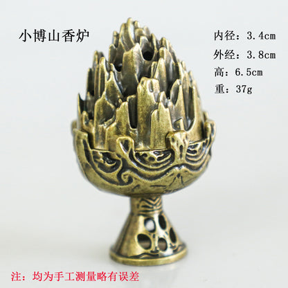 Rongsheng Incense Burner Mini Hollow Lotus Boshan Furnace Lucky Lion Indoor Incense Burner Antique Incense Holder Vintage Stove