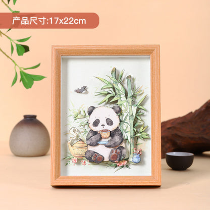 New Chinese National Treasure Panda3D Three-Dimensional diy Paper-Cut Painting Tourist Attractions Commemorative Gift Photo Frame Decoration Chinese New Year