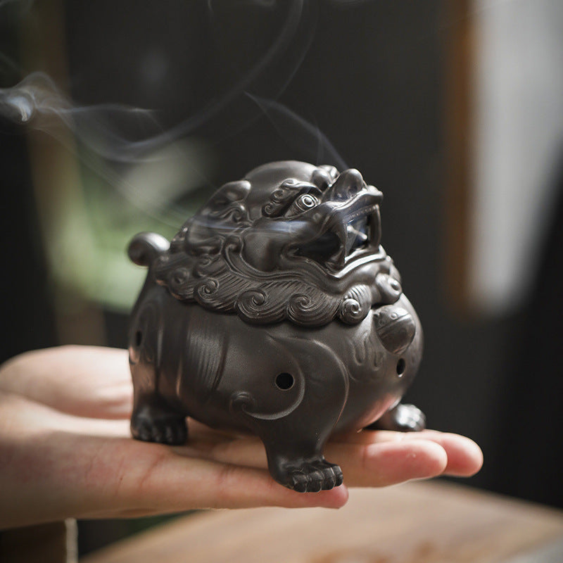 Lion Ceramic Incense Coil Burner Crafts Incense Ornaments Backflow Incense Burner Creative Home Incense Holder Incense Burner Tea Ornaments