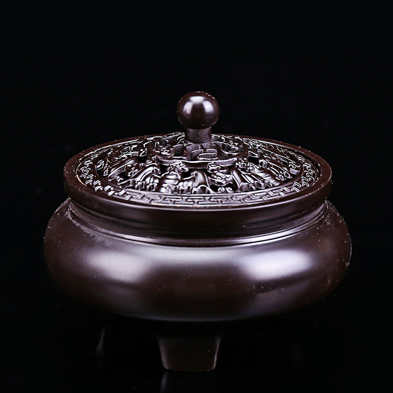 Incense Burner Household Incense Coil Burner Multi-Purpose Incense Burner Antique Sandalwood Stove Joss-Stick Incense Burner Buddha Offering Incense Incense Ornaments