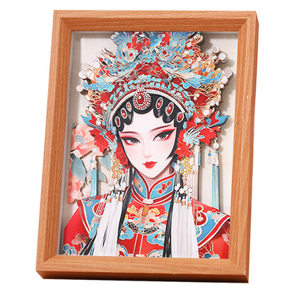 Chinese Quintessence Beijing Opera Characters3D Three-Dimensional Painting with Photo Frame Handmade diy Desktop Decoration Cultural and Creative Gifts Chinese New Year