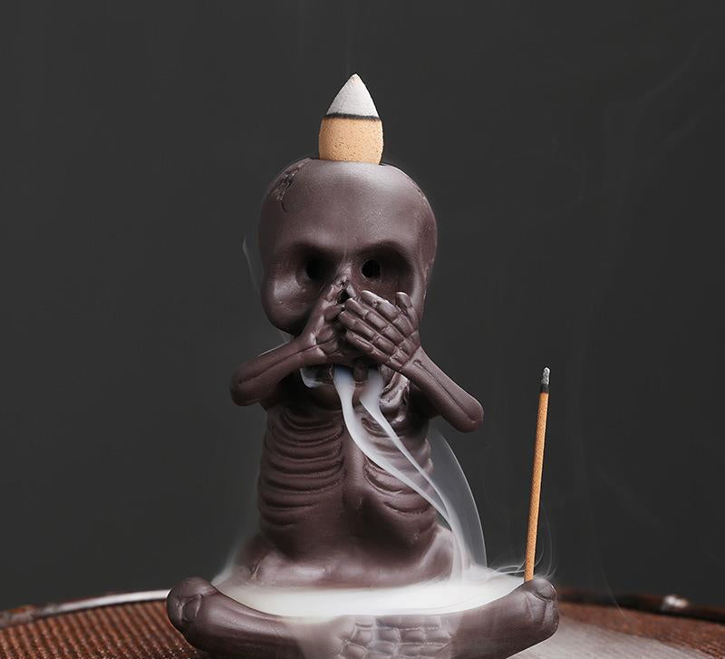 Wholesale Original Yixing Clay Backflow Incense Burner Halloween Gift American Skull Kid Backflow Incense Burner