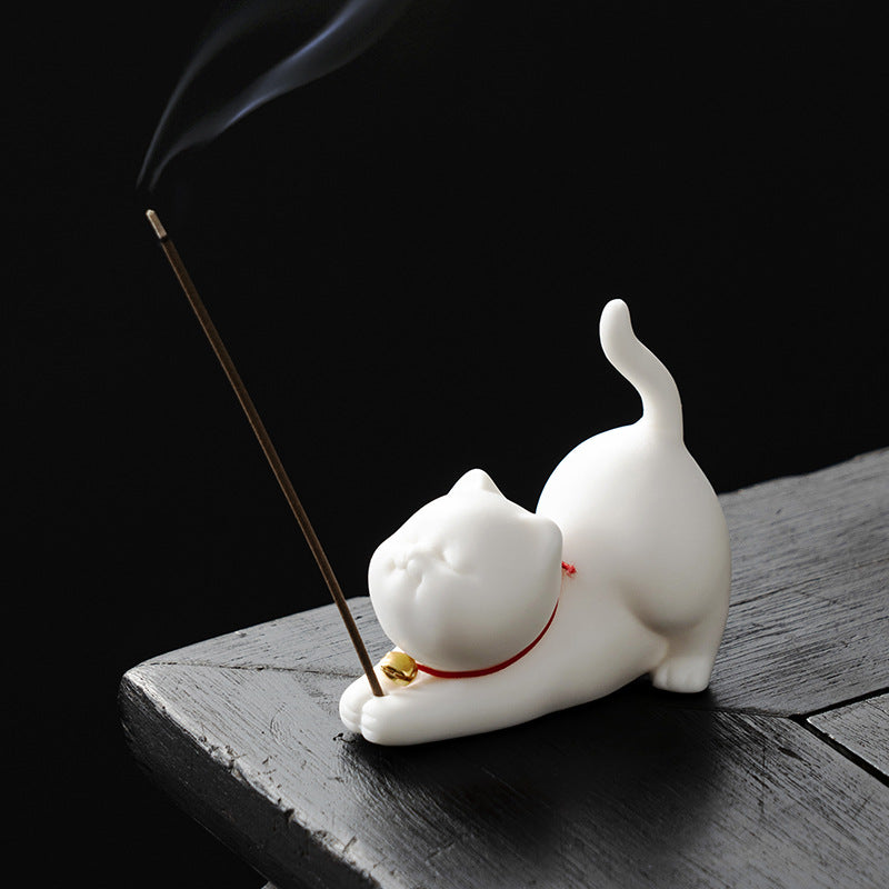 Palace Museum's Cultural and Creative Products Chinese Style Cat Cute Office Desktop Car Cat Incense Holder Decoration Mini Decoration Suit