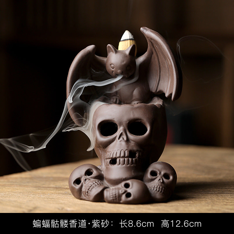 Blue Incense Burner Creative Skull Easter Halloween Backflow Incense Burner Sandalwood and Incense Burner Aromatherapy Decoration