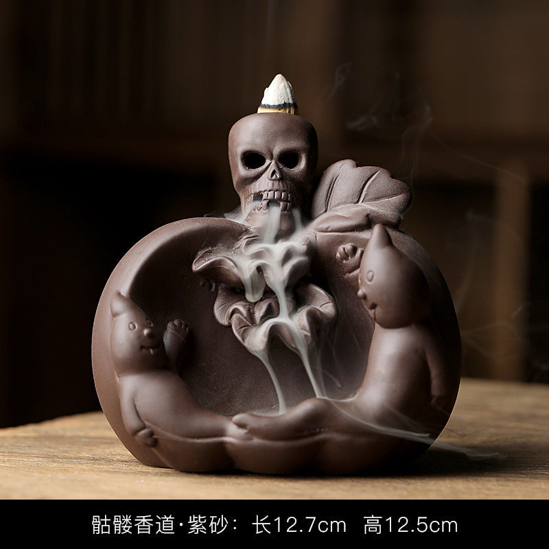 Easter Ghost Festival Skull Blue Backflow Incense Burner Home Halloween Incense Burner Ceramic Ornaments