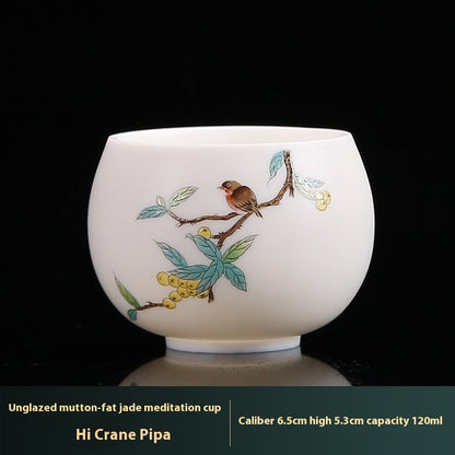 White Jade Plain Burning Ceramic Household Zen Cup Master Cup Guest Cup Kung Fu Tea Cup Tea Cup Men's and Women's Single Cup Single