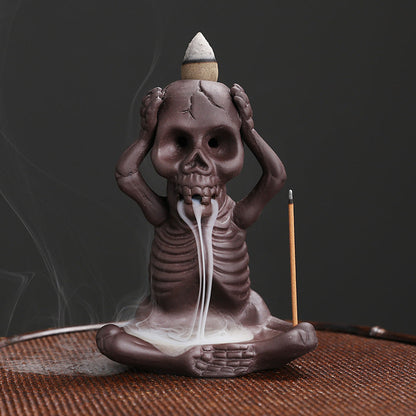 Wholesale Original Yixing Clay Backflow Incense Burner Halloween Gift American Skull Kid Backflow Incense Burner