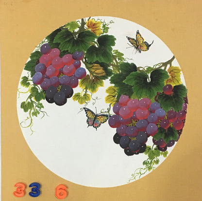 Chinese realistic painting-detailed drawing.   Painted on hard paper jam  Grapes.   Best wishes for pregnancy