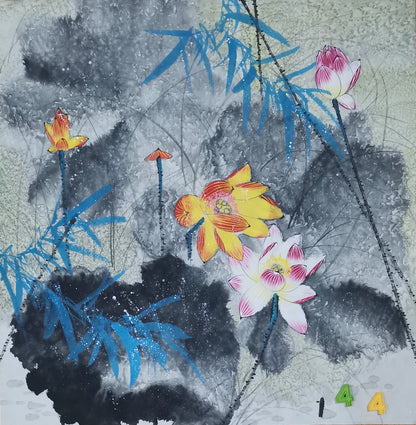 Chinese painting-Plants. Lotus. Living room decoration.