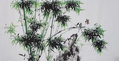 Chinese painting-bamboo and birds.  Study decoration, lobby decoration