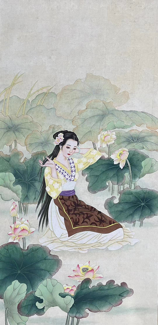 Chinese painting——portrait of a lady, beautiful and graceful lady.