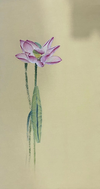 Chinese claborate-style painting——lotus  Decoration for Study