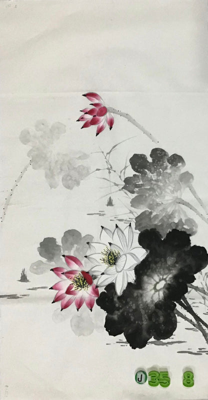 Chinese painting- ink lotus. Study decoration, lobby decoration