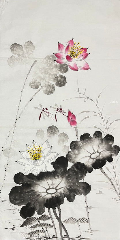 Chinese painting- ink lotus. Study decoration, lobby decoration