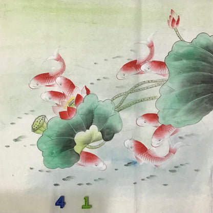 Chinese painting- fish and lotus. Living room decoration