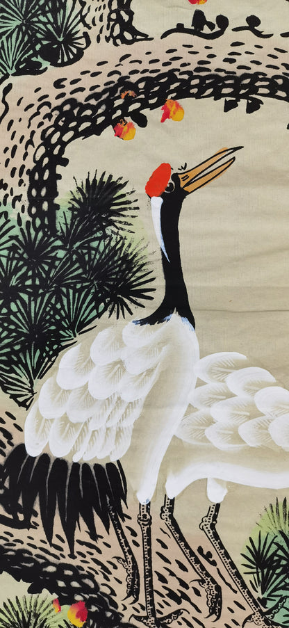 Chinese painting——Pine tree and red-crowned crane, Live Long and Prosper. best gift for parents, grandparents and senior citizens,
