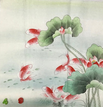 Chinese painting- fish and lotus. Living room decoration