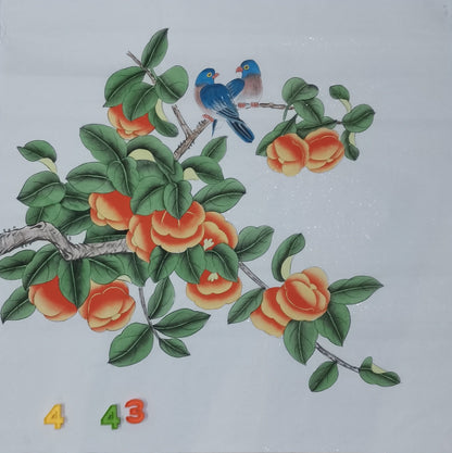 Chinese painting-Plants.  Gourd and persimmon. Happiness and rich.  Bedroom decoration