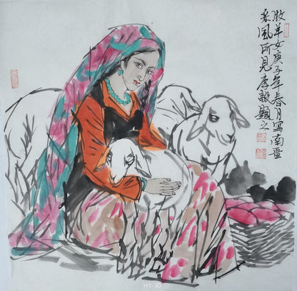 Chinese painting-Exotic lady.  room decoration