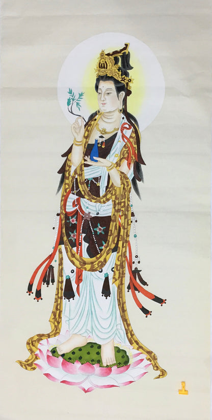 Chinese Painting-  Guanyin,Buddha.  Buddhism decoration