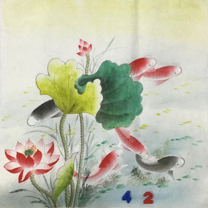 Chinese painting- fish and lotus. Living room decoration