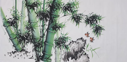 Chinese painting-bamboo and birds.  Study decoration, lobby decoration
