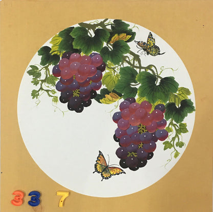 Chinese realistic painting-detailed drawing.   Painted on hard paper jam  Grapes.   Best wishes for pregnancy