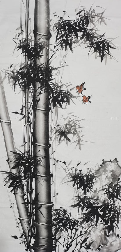 Chinese painting-ink bamboo. Bamboo and birds. Study decoration.