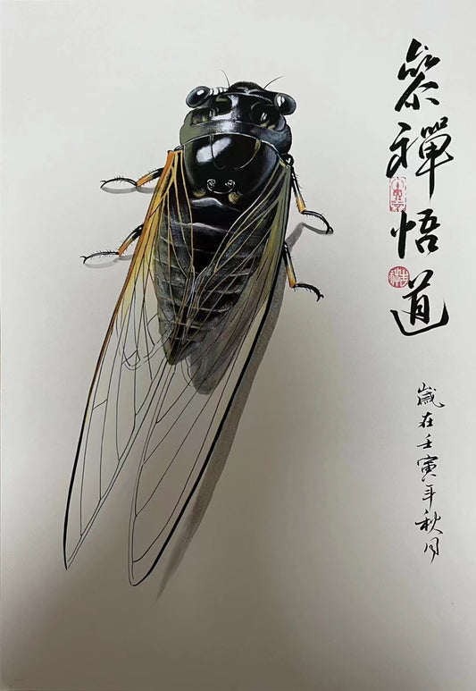 claborate-style painting—— cicada. dhyana; deep meditation, Set the world on fire, sudden success. decoration for offices