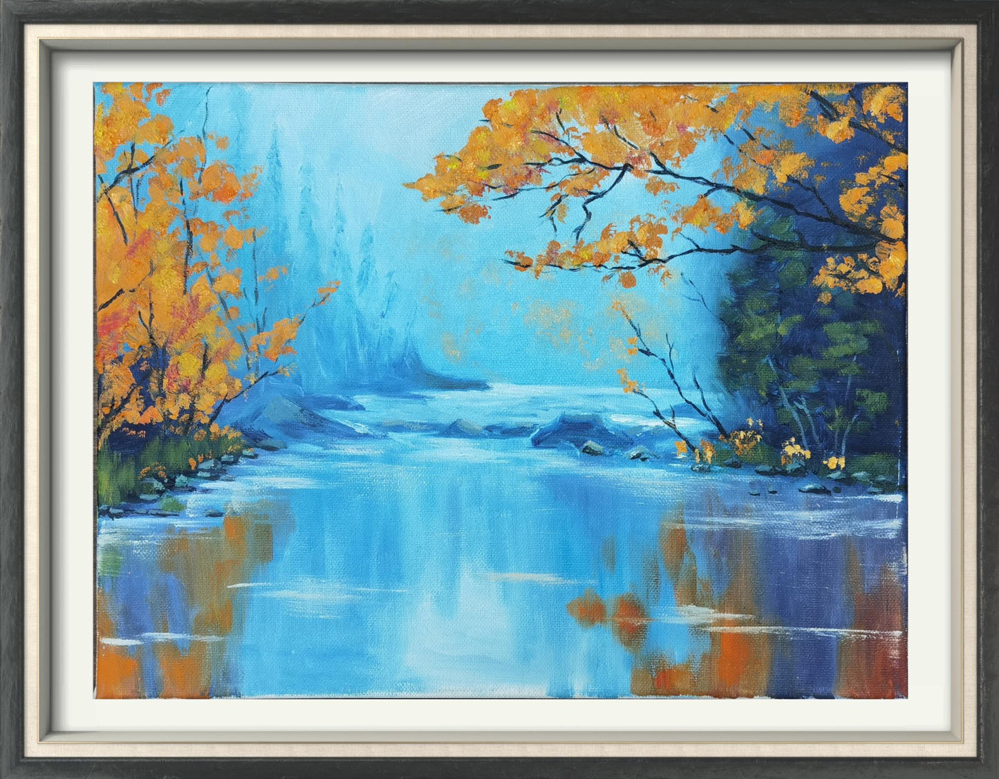 Oil painting-river in the jungle