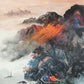 Chinese painting-Chinese landscape.  Colorful Mountains and clouds.  Living room decoration