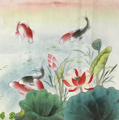 Chinese painting- fish and lotus. Living room decoration