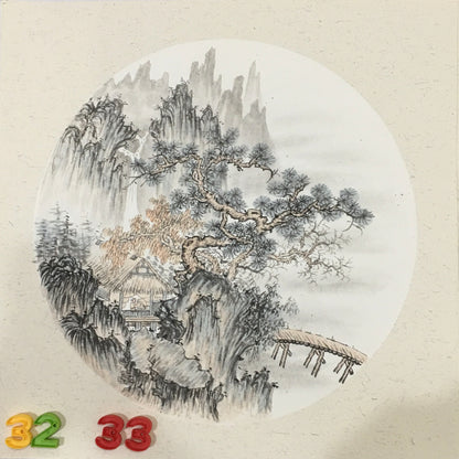 Chinese realistic painting-detailed painting.  Trees on the cliffs .   Painted on hard paper jam