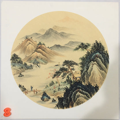 Chinese realistic painting-detailed painting.  Mountains and rivers.   Painted on hard paper jam