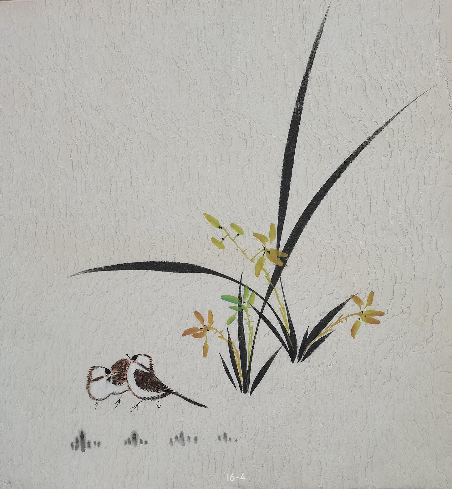 Chinese painting-Plants. Orchid and birds. Living room decoration