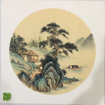 Chinese realistic painting-detailed painting.  Mountains and rivers.   Painted on hard paper jam