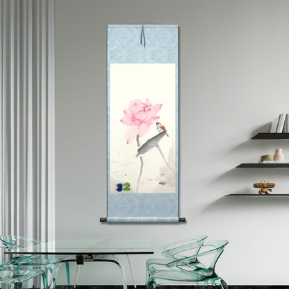 Chinese realistic painting-detailed painting.  Lotus and birds.