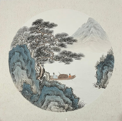 Chinese realistic painting-detailed painting.  Mountains.   Painted on hard paper jam