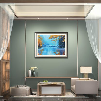 Oil painting-river in the jungle