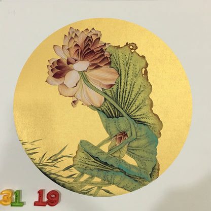 Chinese realistic painting-detailed painting.  Lotus.   Painted on hard paper jam
